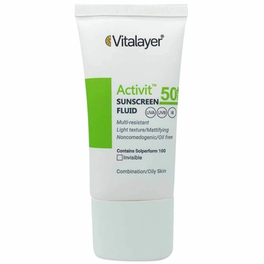 فلوئید ضد آفتاب بی رنگ ویتالیر مدل Active با +SPF50
