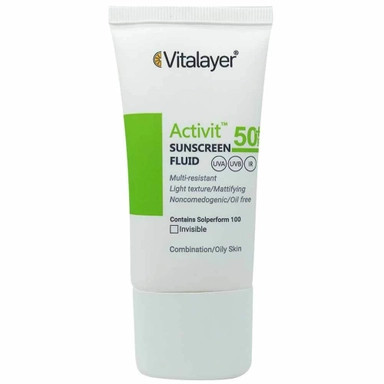 فلوئید ضد آفتاب بی رنگ ویتالیر مدل Active با +SPF50