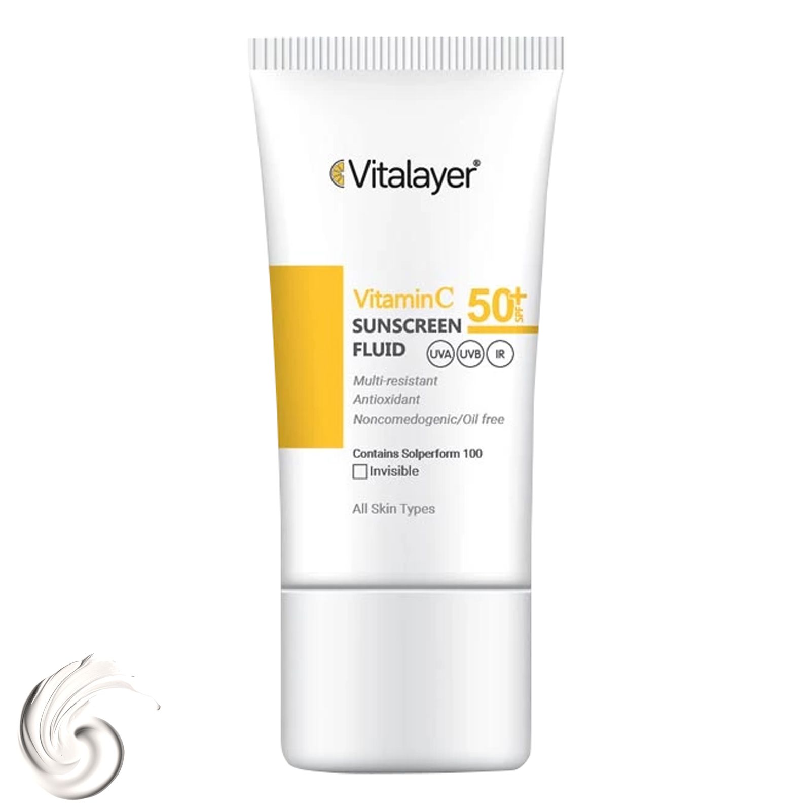 فلوئید ضد آفتاب بی رنگ ویتالیر ویتامین سی با +SPF50
