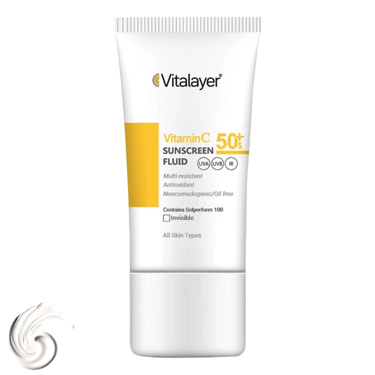 فلوئید ضد آفتاب بی رنگ ویتالیر ویتامین سی با +SPF50